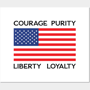 American Flag Courage Purity Liberty Loyalty Posters and Art
